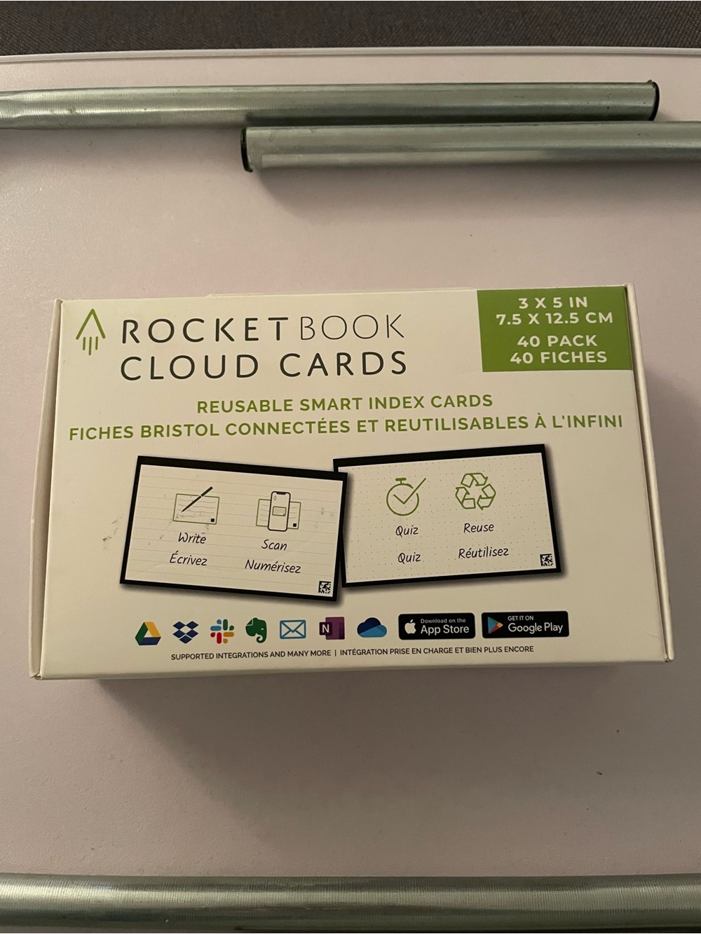 Rocketbook Cloud Cards - Reusable Smart Index Cards (White/Green)